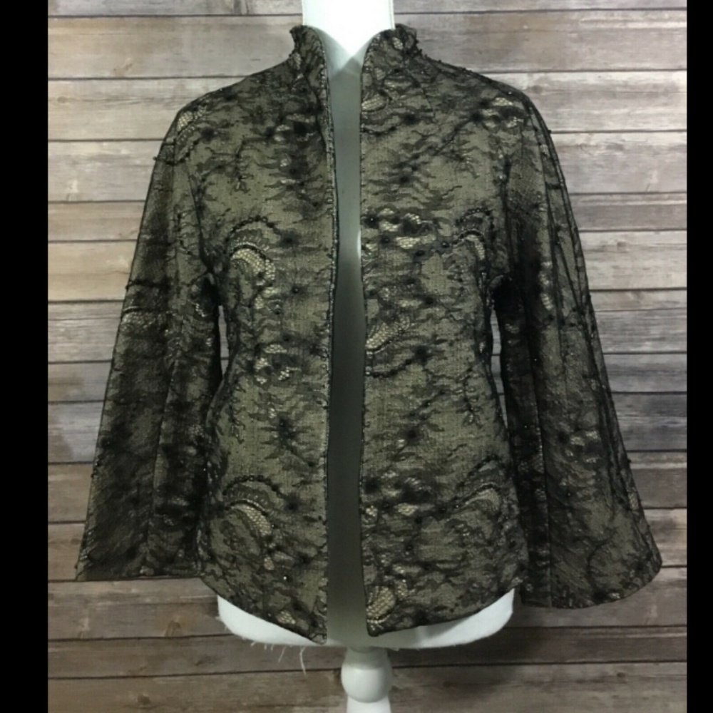 Chicos Womens Lace Embellished Blazer Jacket 171